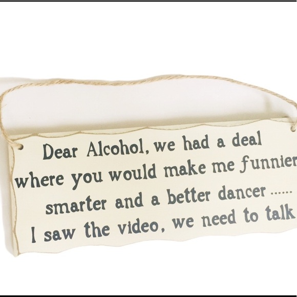 HOME DECOR Farmhouse Style With Vintage Print Alcohol We Had A Deal Wood Plaque - Picture 1 of 6